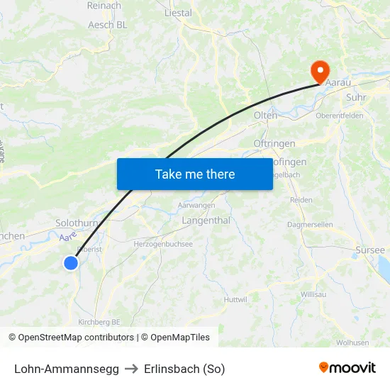 Lohn-Ammannsegg to Erlinsbach (So) map