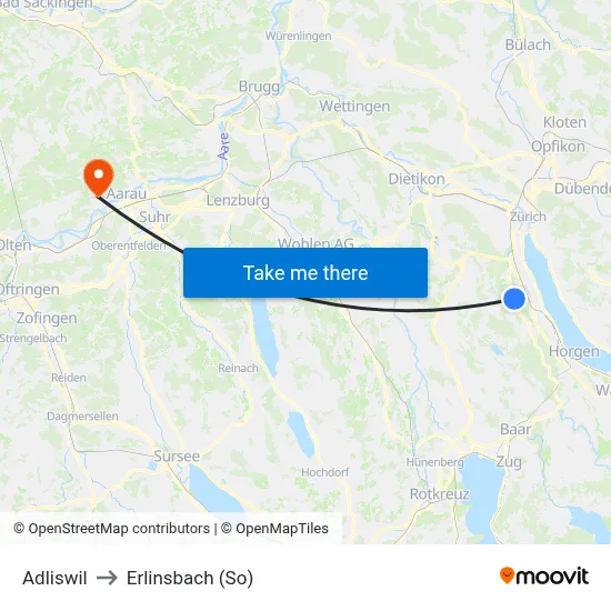 Adliswil to Erlinsbach (So) map