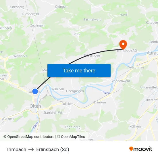 Trimbach to Erlinsbach (So) map