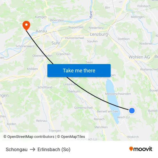 Schongau to Erlinsbach (So) map