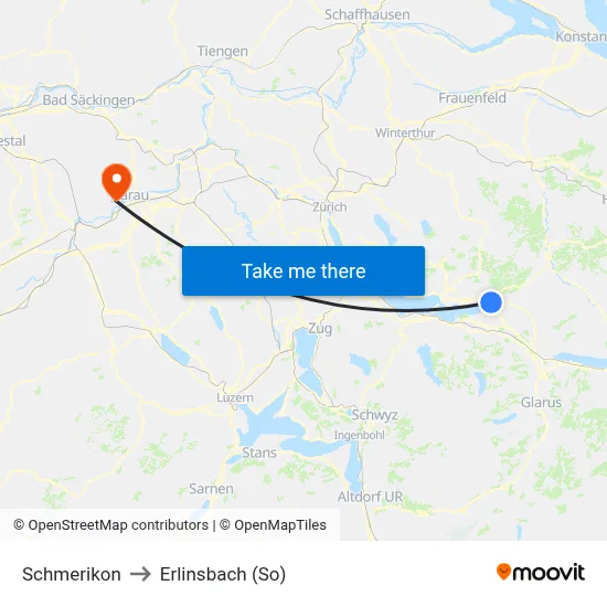 Schmerikon to Erlinsbach (So) map