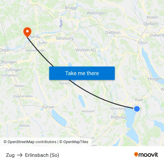Zug to Erlinsbach (So) map
