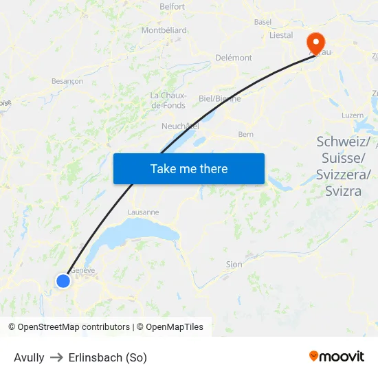 Avully to Erlinsbach (So) map