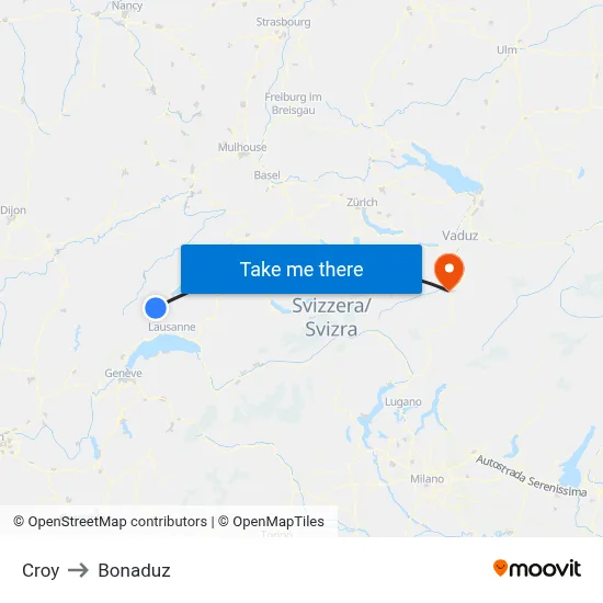 Croy to Bonaduz map