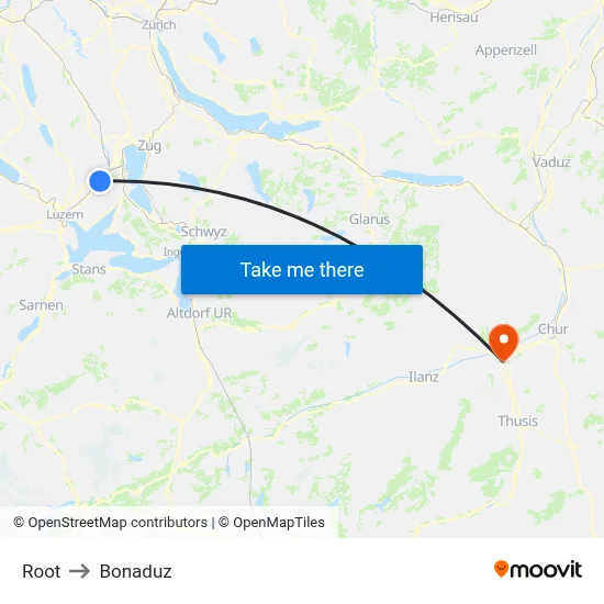 Root to Bonaduz map