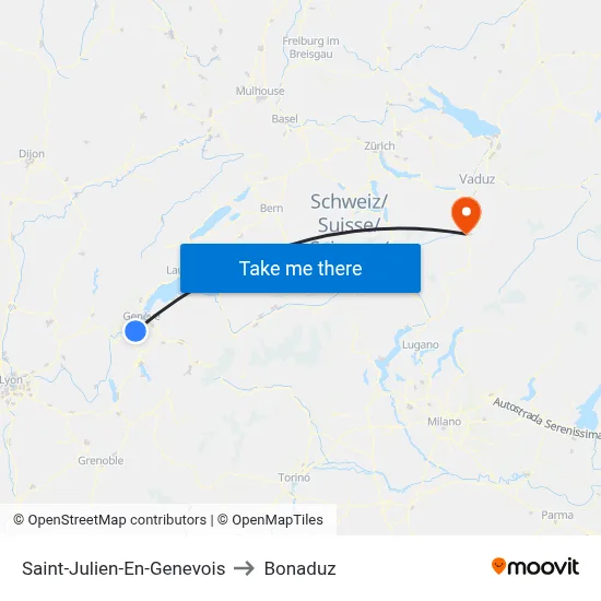 Saint-Julien-En-Genevois to Bonaduz map