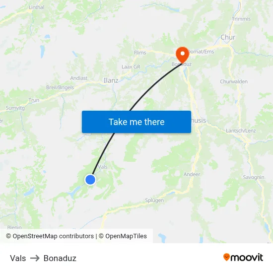 Vals to Bonaduz map