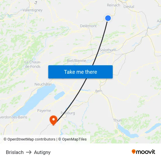 Brislach to Autigny map