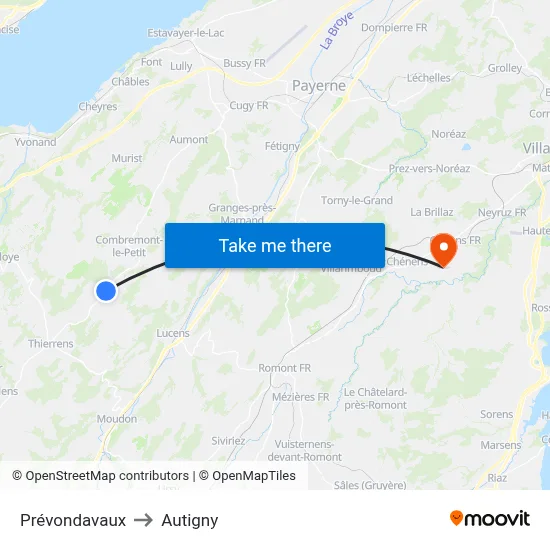 Prévondavaux to Autigny map