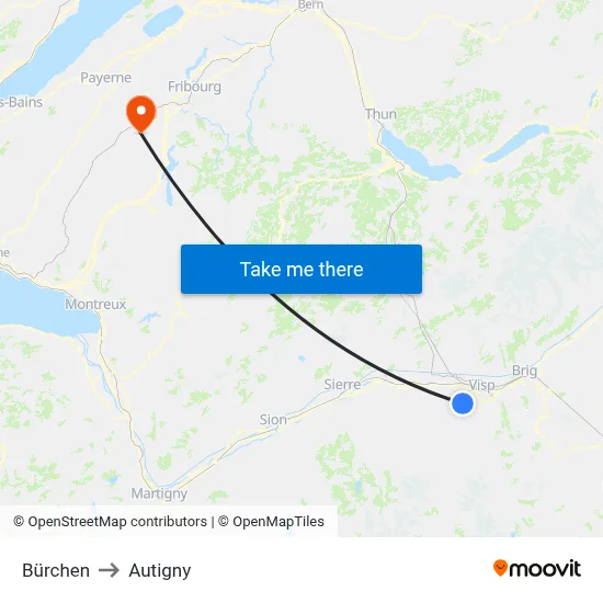 Bürchen to Autigny map
