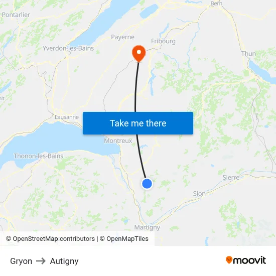 Gryon to Autigny map