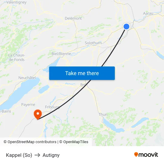Kappel (So) to Autigny map