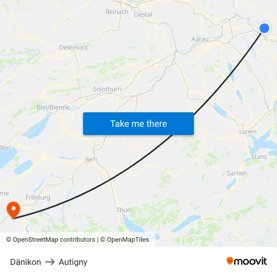 Dänikon to Autigny map