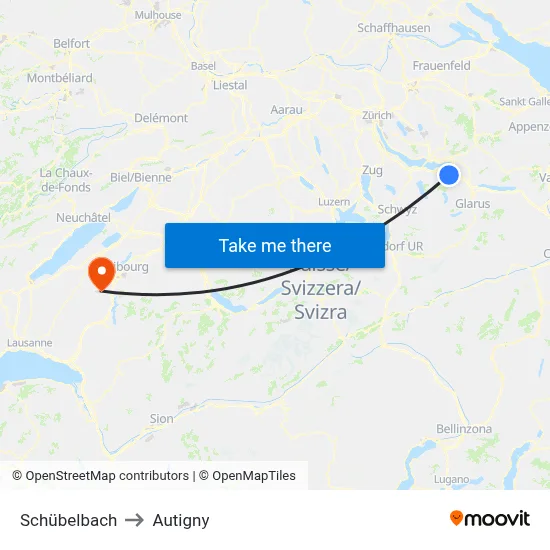 Schübelbach to Autigny map