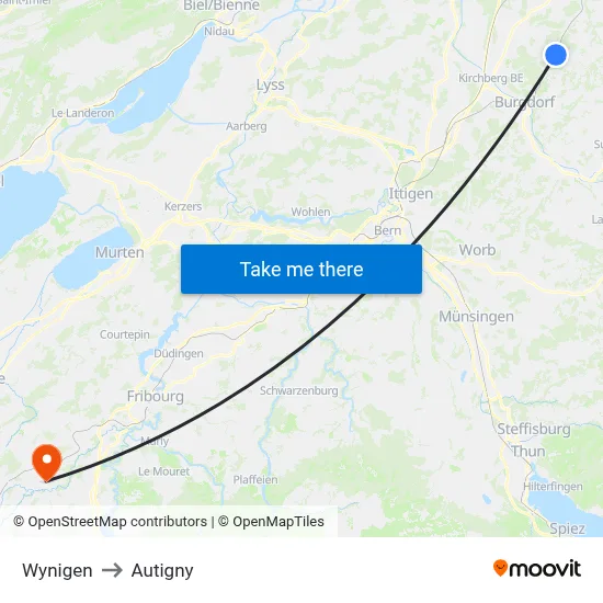 Wynigen to Autigny map