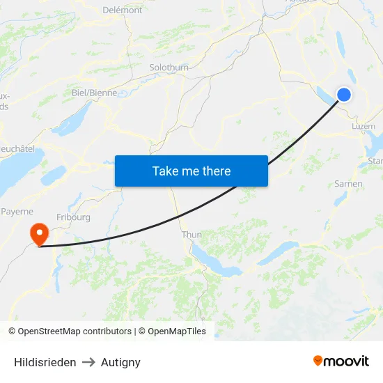Hildisrieden to Autigny map