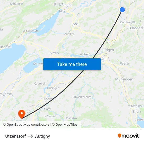 Utzenstorf to Autigny map