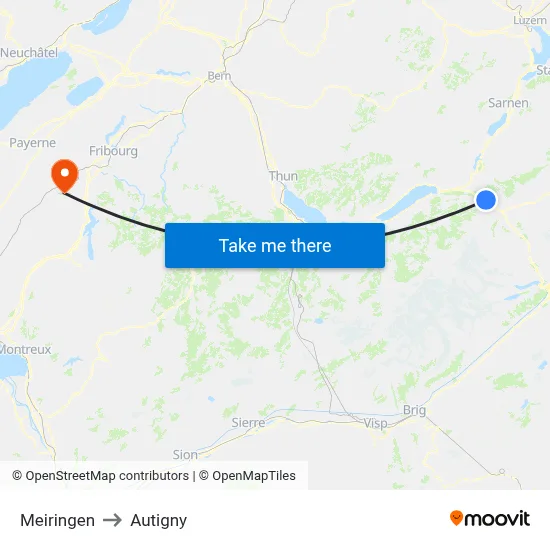 Meiringen to Autigny map