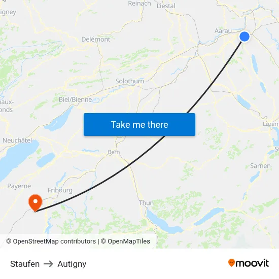 Staufen to Autigny map