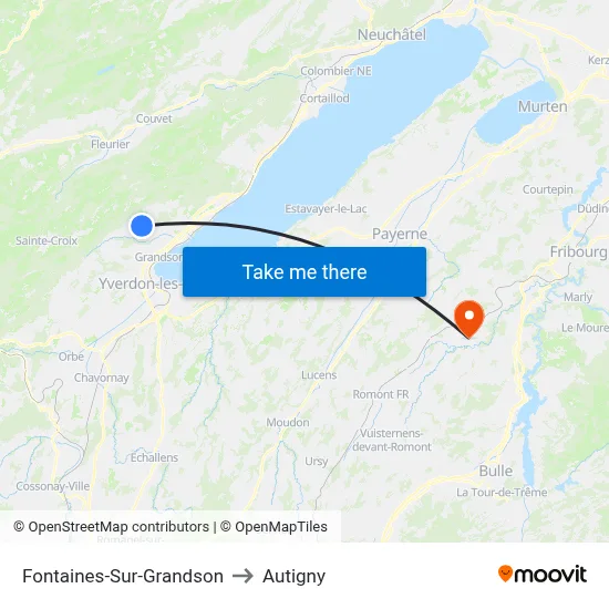 Fontaines-Sur-Grandson to Autigny map