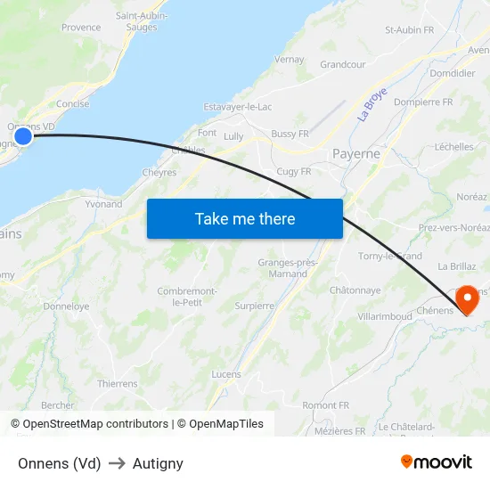 Onnens (Vd) to Autigny map