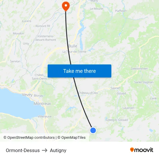 Ormont-Dessus to Autigny map
