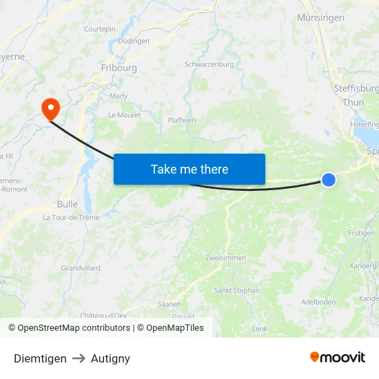Diemtigen to Autigny map