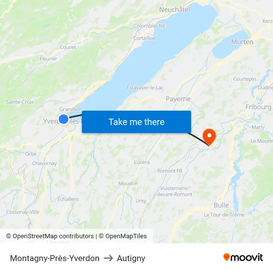 Montagny-Près-Yverdon to Autigny map