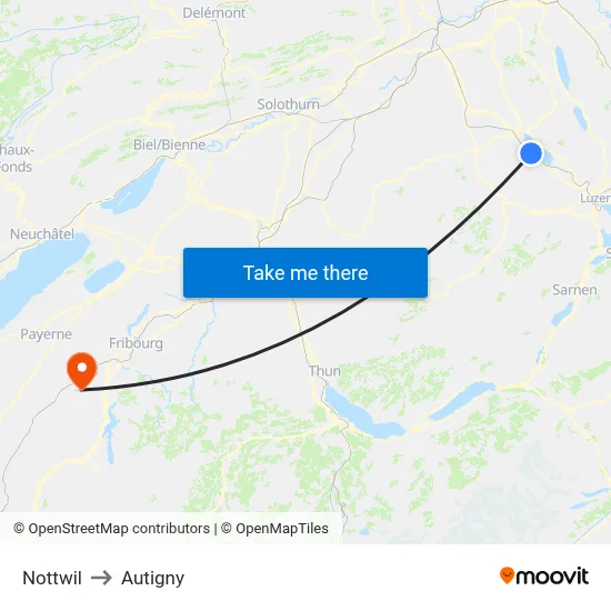 Nottwil to Autigny map