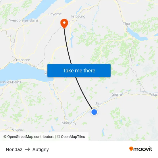 Nendaz to Autigny map