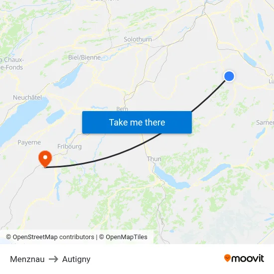 Menznau to Autigny map