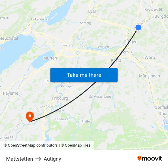 Mattstetten to Autigny map