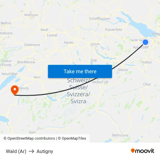 Wald (Ar) to Autigny map