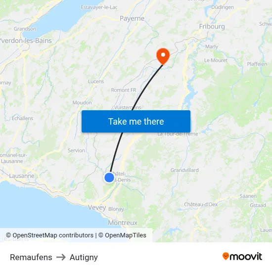 Remaufens to Autigny map