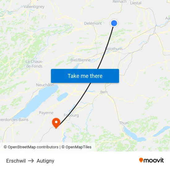 Erschwil to Autigny map