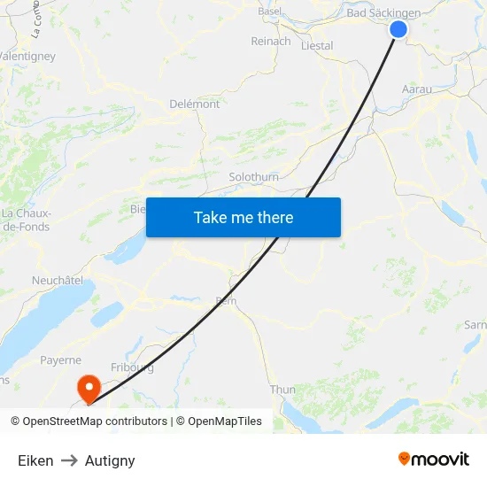 Eiken to Autigny map