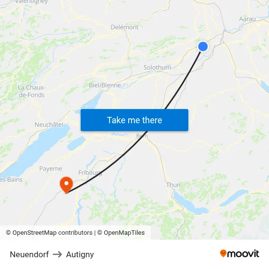 Neuendorf to Autigny map