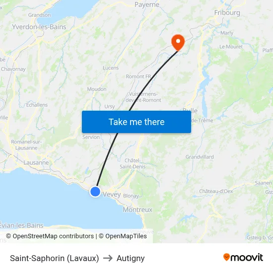 Saint-Saphorin (Lavaux) to Autigny map