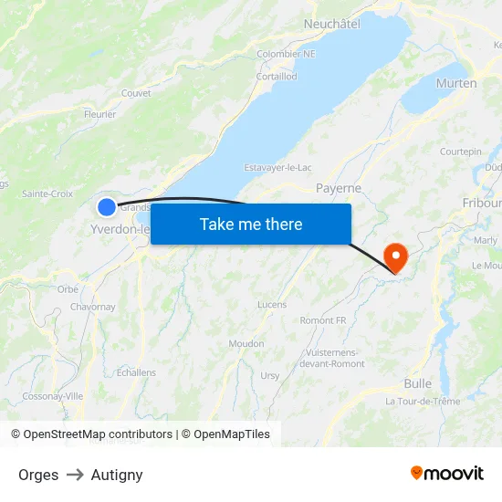 Orges to Autigny map