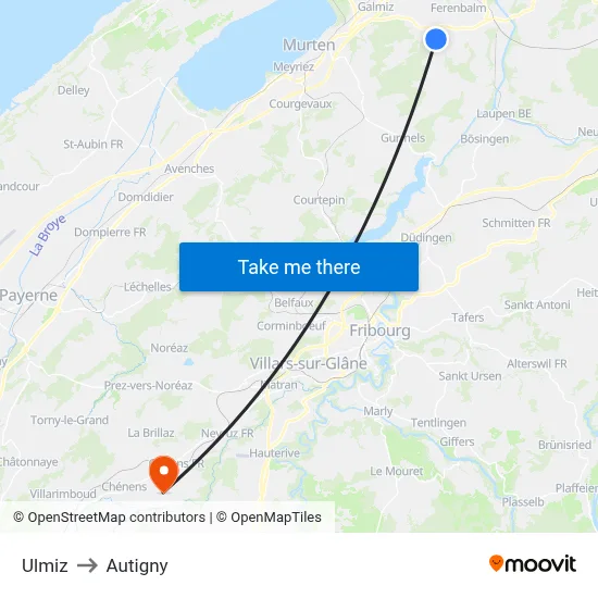Ulmiz to Autigny map