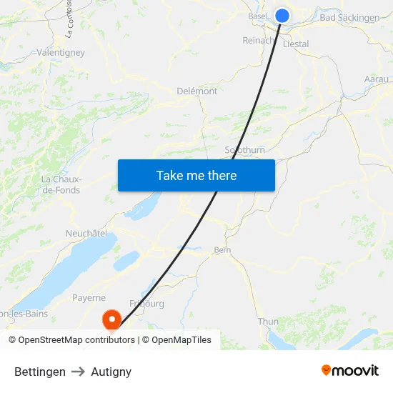Bettingen to Autigny map