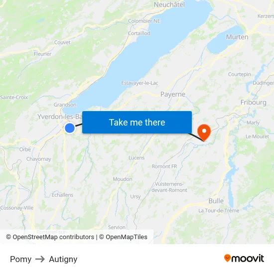 Pomy to Autigny map