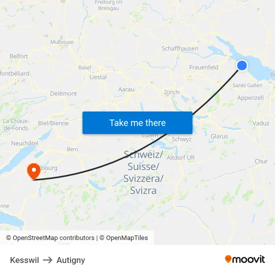 Kesswil to Autigny map