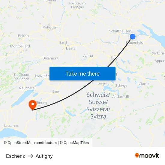 Eschenz to Autigny map