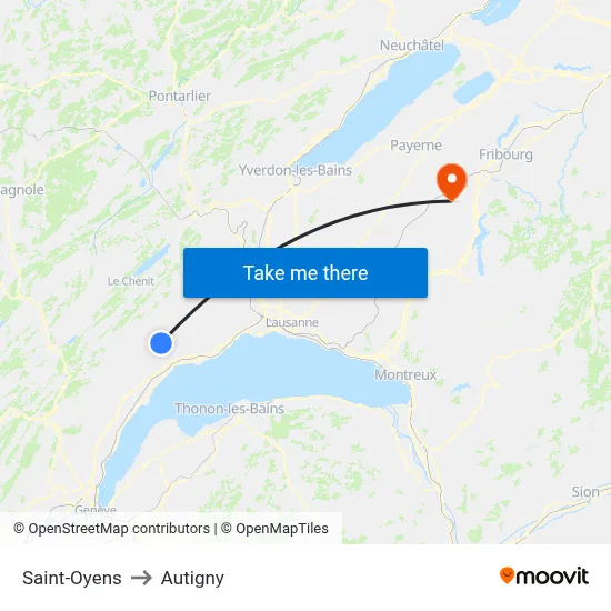 Saint-Oyens to Autigny map