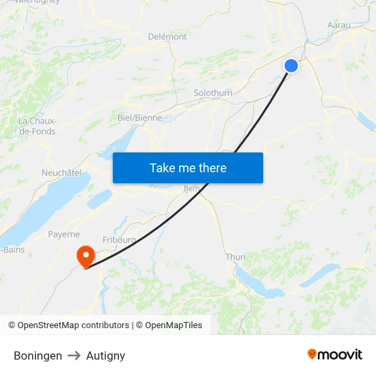 Boningen to Autigny map