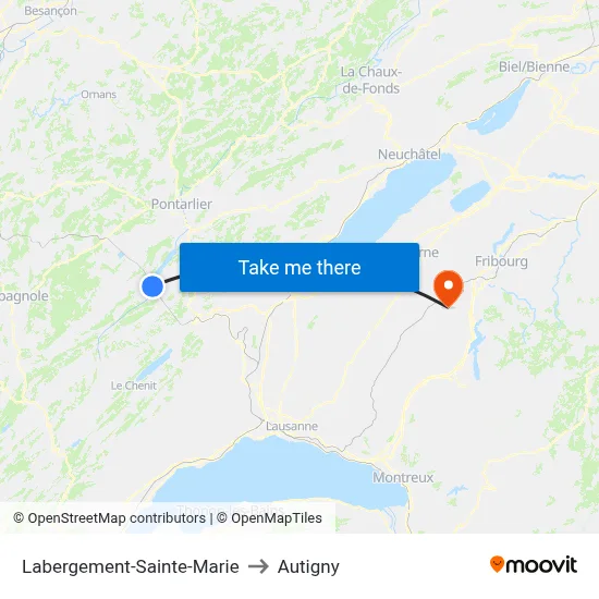 Labergement-Sainte-Marie to Autigny map