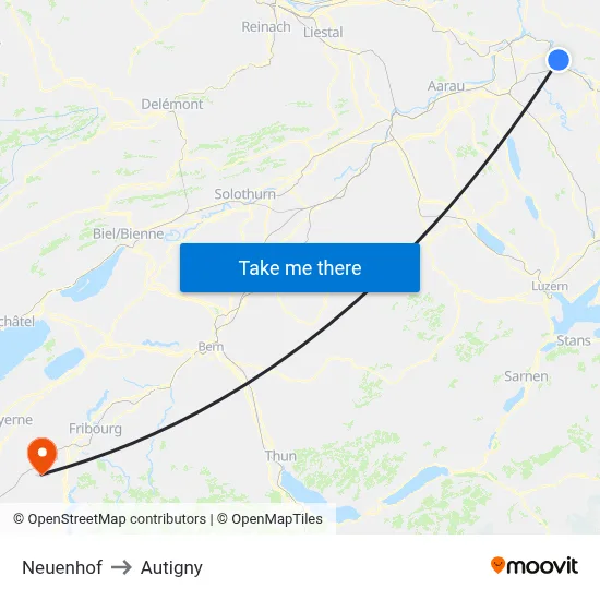 Neuenhof to Autigny map