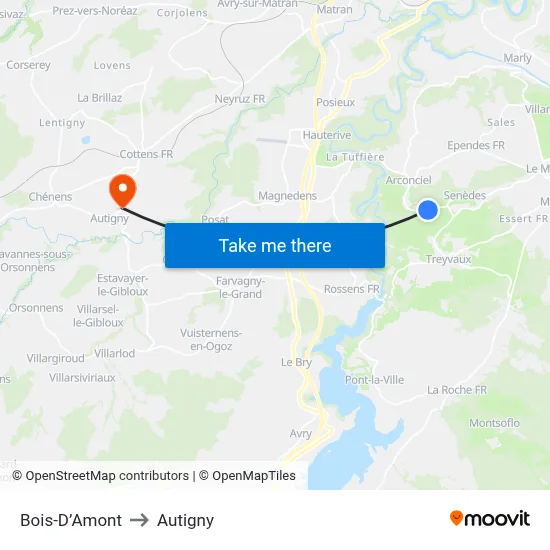 Bois-D’Amont to Autigny map