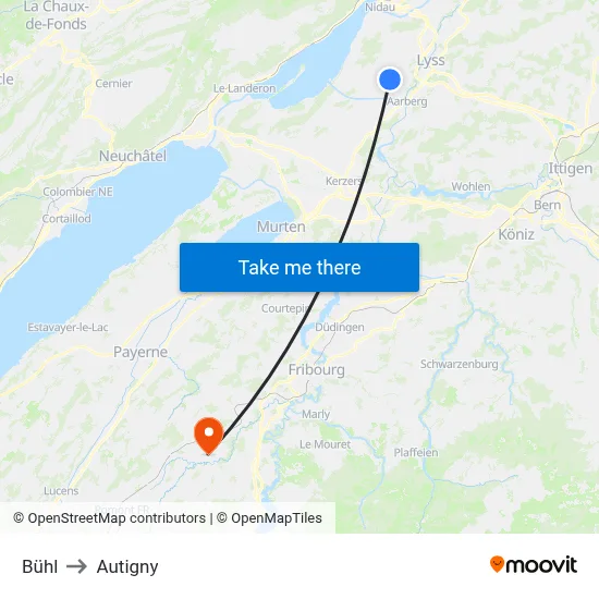 Bühl to Autigny map